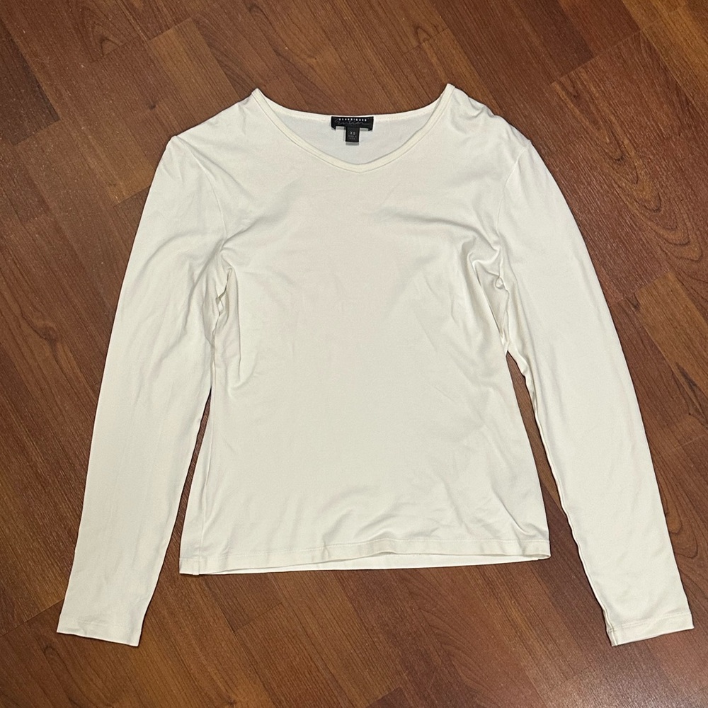 Splendid White Long Sleeve Ribbed Top